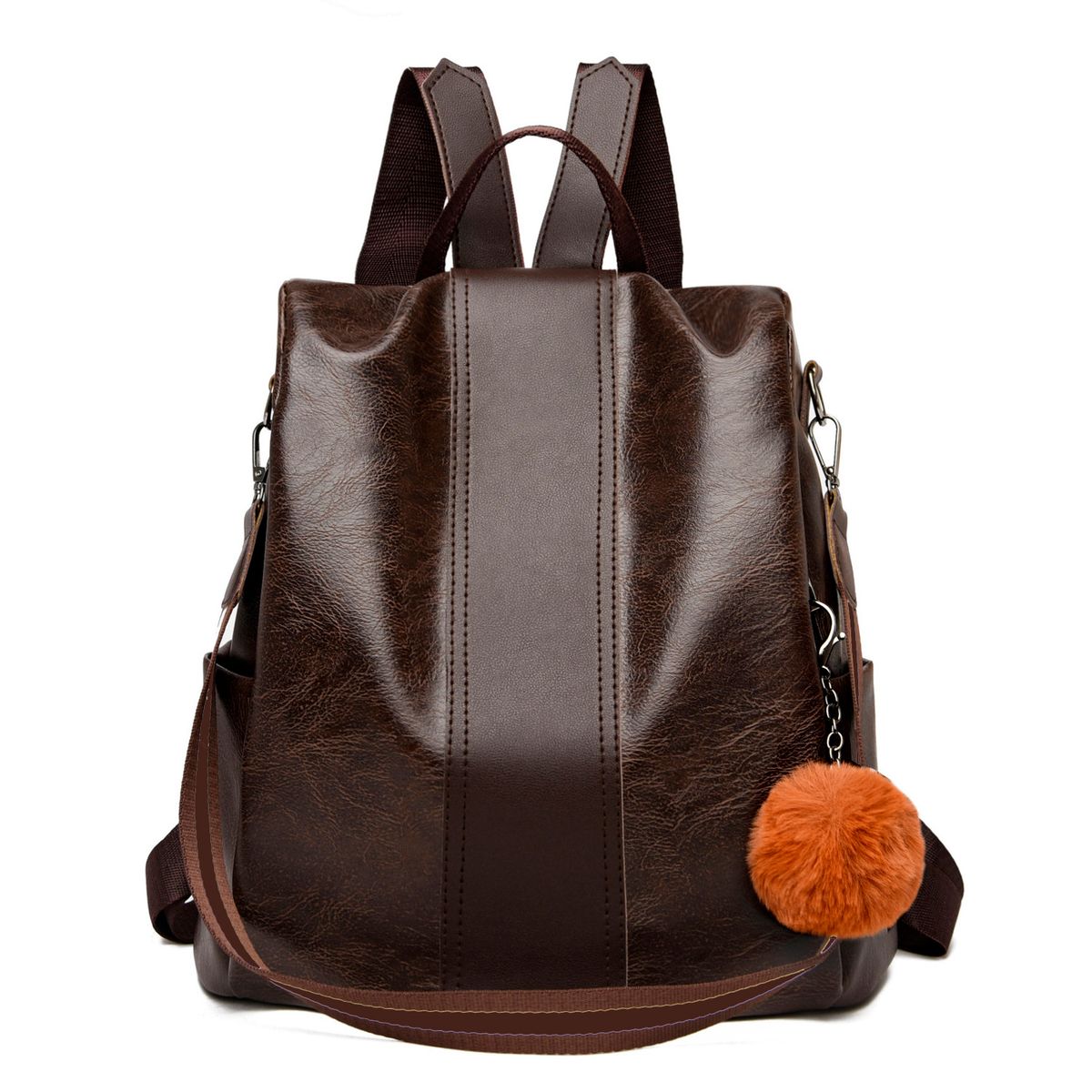 GENERICO - Mochila Para Mujer Morral Antirrobo Cuero PU De Tres Usos Moda Marrón