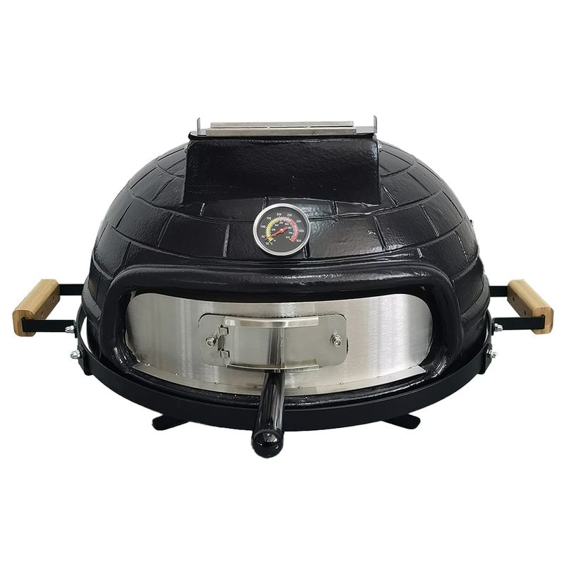 HIGRILL - Horno Pizzero de Ceramica A Leña Clasico 21″ Brick Negro Mate