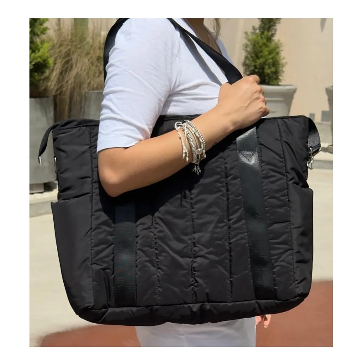 MORITA BAG STORE - BOLSO PUFFER MUJER PORTALAPTOP NEGRO PREMIUM