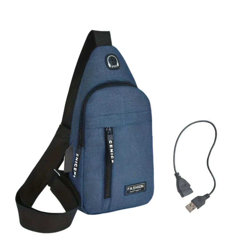 GENERICO - Pechera Mochila Morral Hombre de nylon con puerto USB