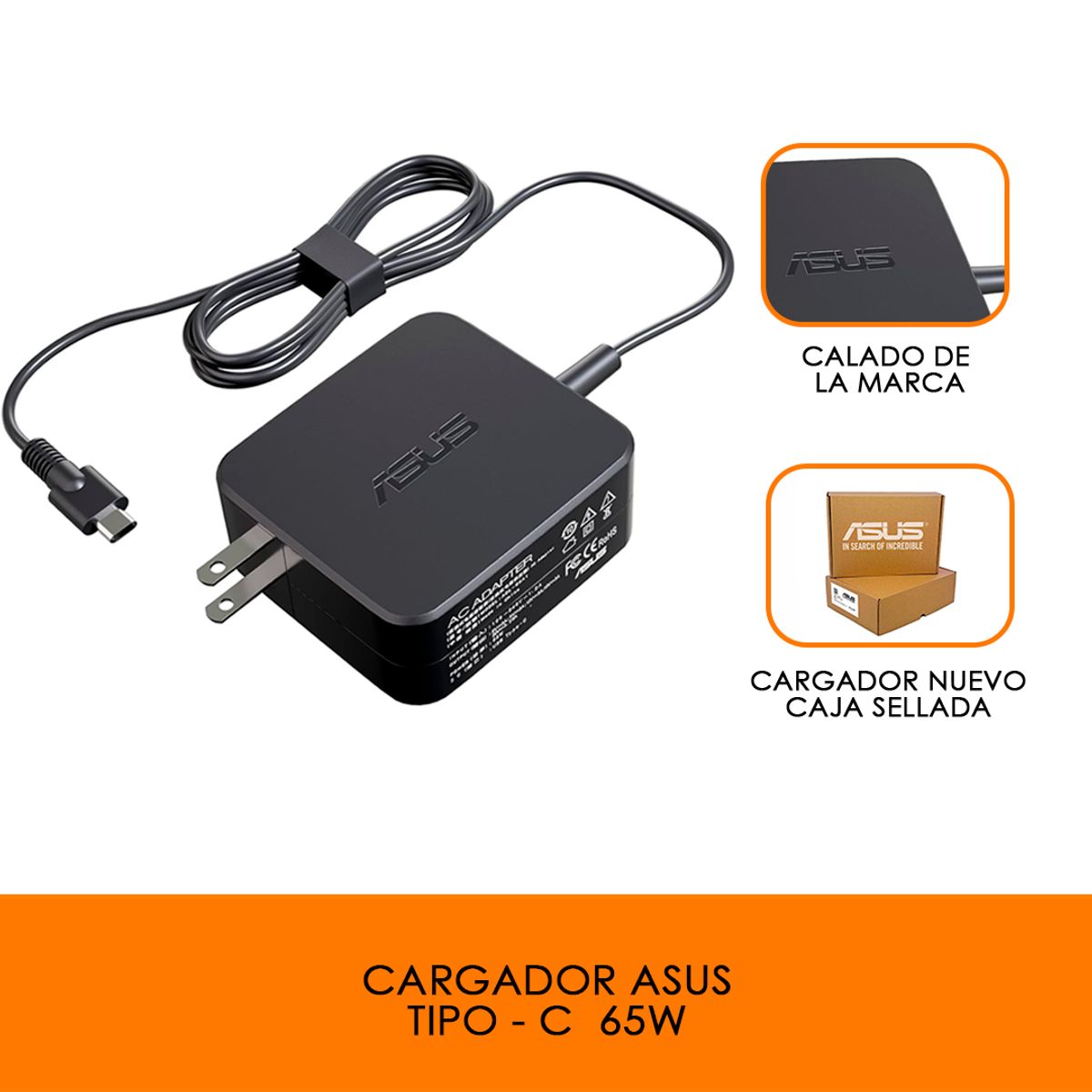 ASUS - Cargador asus tipo c - 65w ORIGINAL
