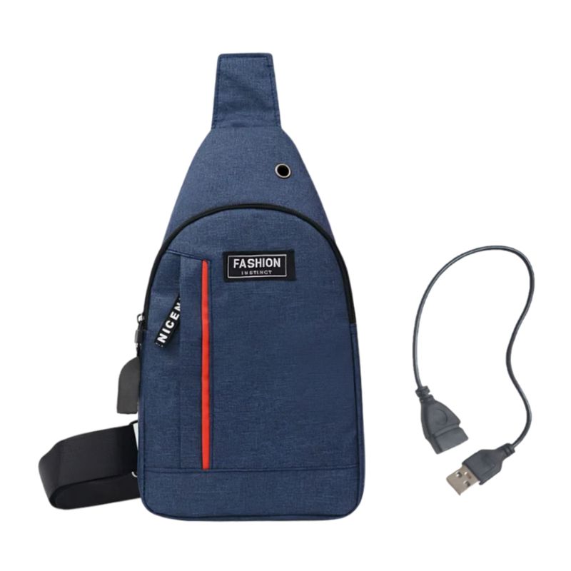 GENERICO - Pechera Mochila Morral Hombre de nylon Con conector USB