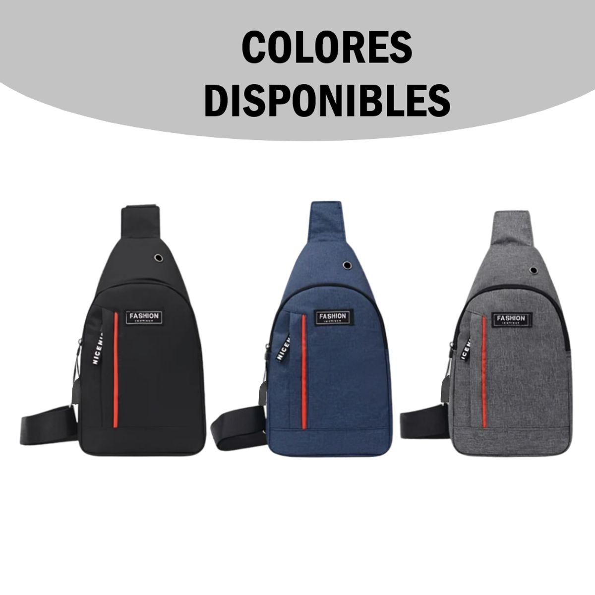 GENERICO - Pechera Mochila Morral Hombre de nylon Con conector USB