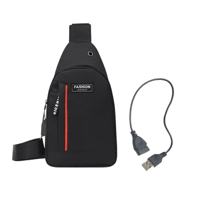 GENERICO - Pechera Mochila Morral Hombre de nylon Con conector USB