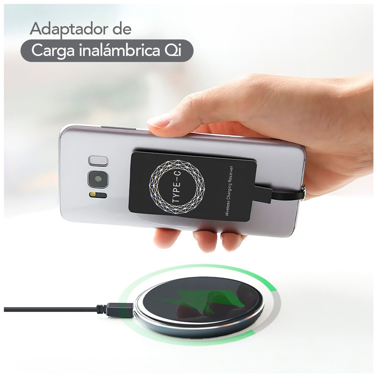 KELLER - Adaptador Receptor de Carga Inalámbrica Tipo C CJ3