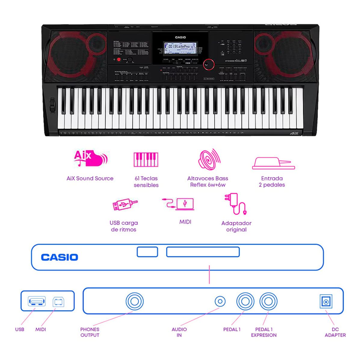 CASIO - TECLADO CT-X3000 PACK SEMIPROFESIONAL