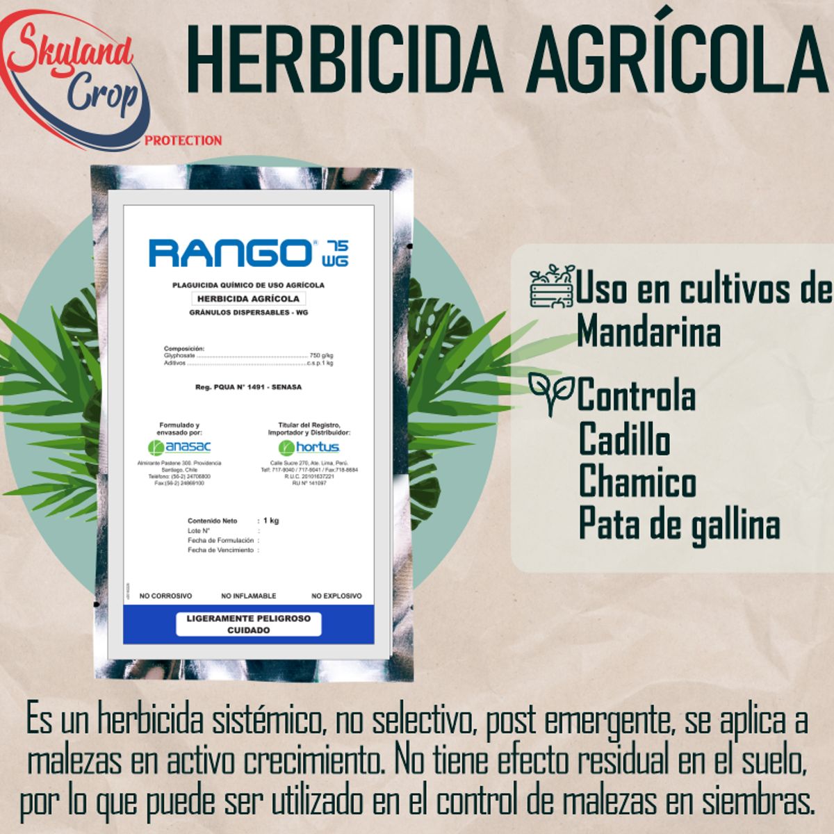 GENERICO - RANGO 750g 1Kg HERBICIDA AGRÍCOLA