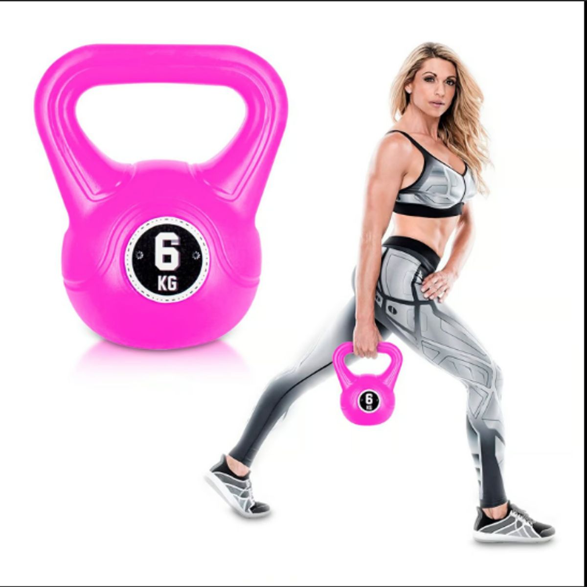 GENERICO - Pesa Rusa Kettebells de PVC 6 Kg - rosado