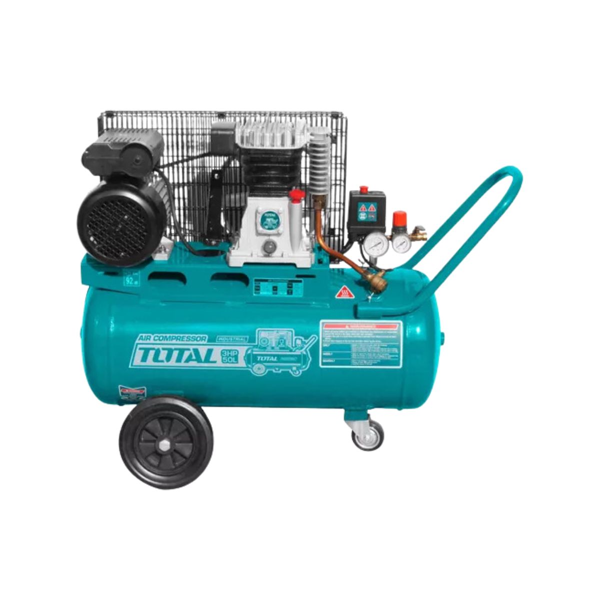 TOTAL TOOLS - Compresora de aire con faja 50 litros 3 HP Total