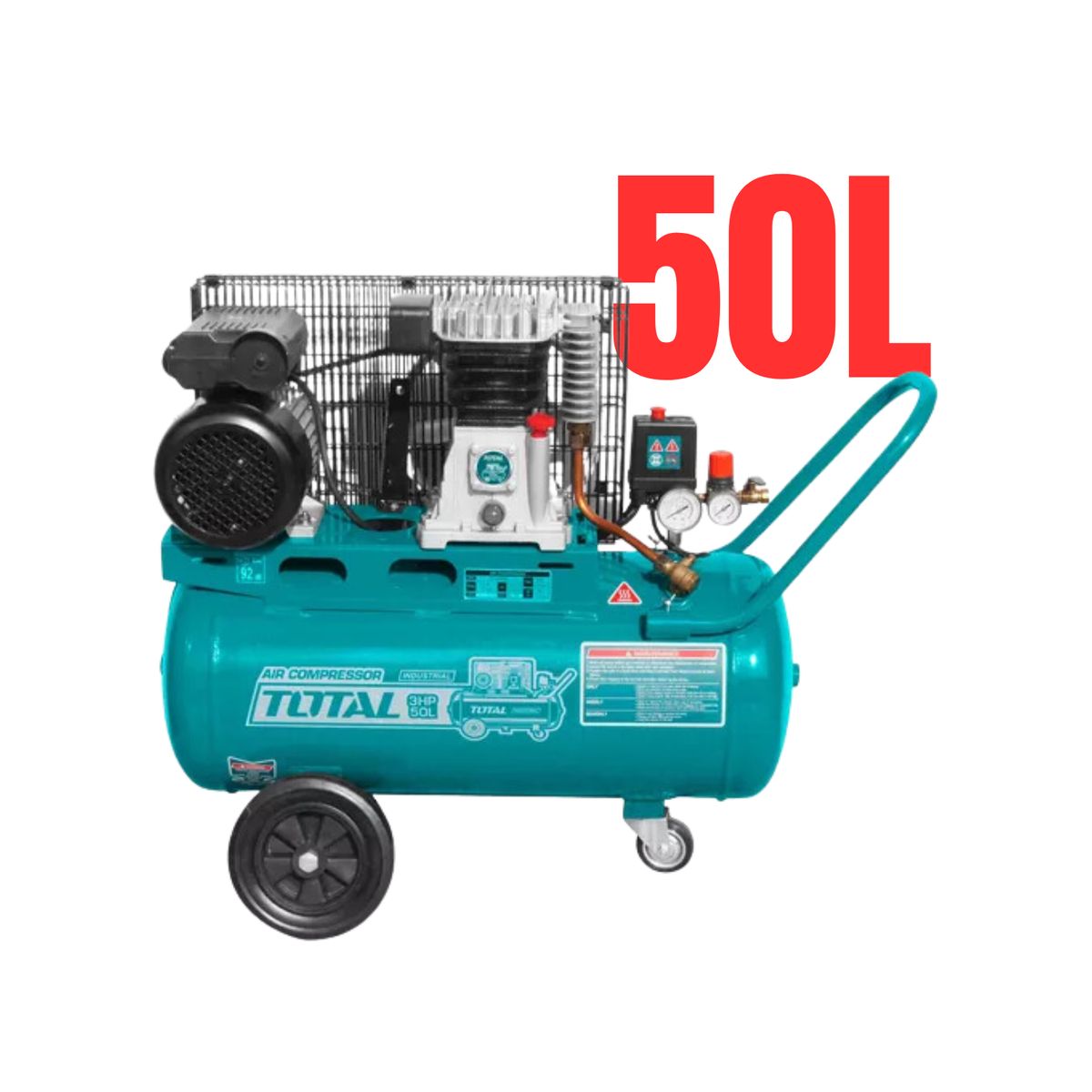 TOTAL TOOLS - Compresora de aire con faja 50 litros 3 HP Total