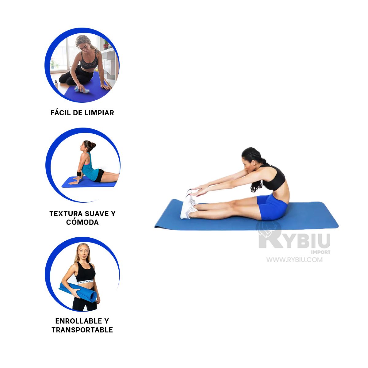 RYBIU IMPORT - Alfombra Fisica de 10mm Azul Y+Banderitas Adhesivas