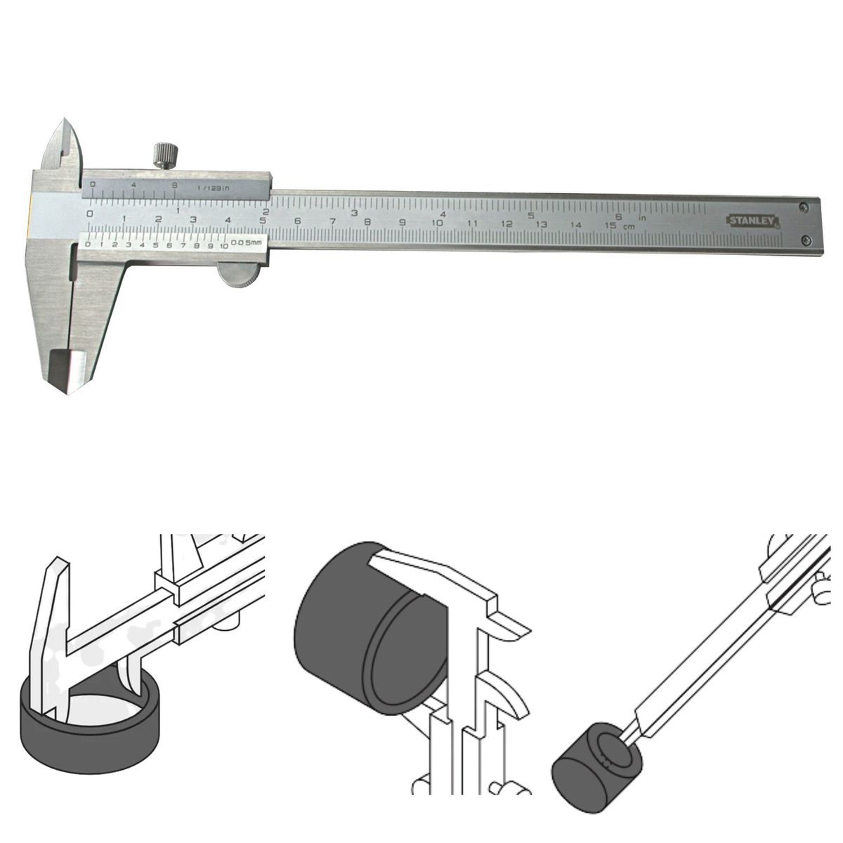 STANLEY - Calibrador vernier analógico 6 calibrador pie de rey STANLEY