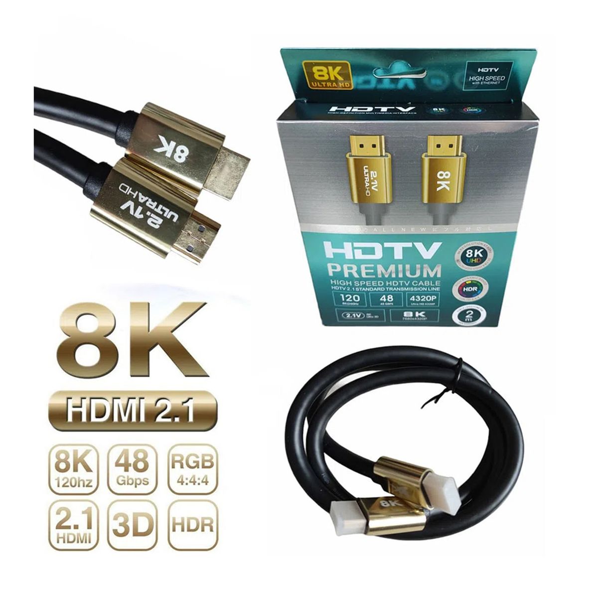GENERICO - Cable HDMI 2.1V 8K Ultra HD Premium 48Gbps HDR PVC 10 m