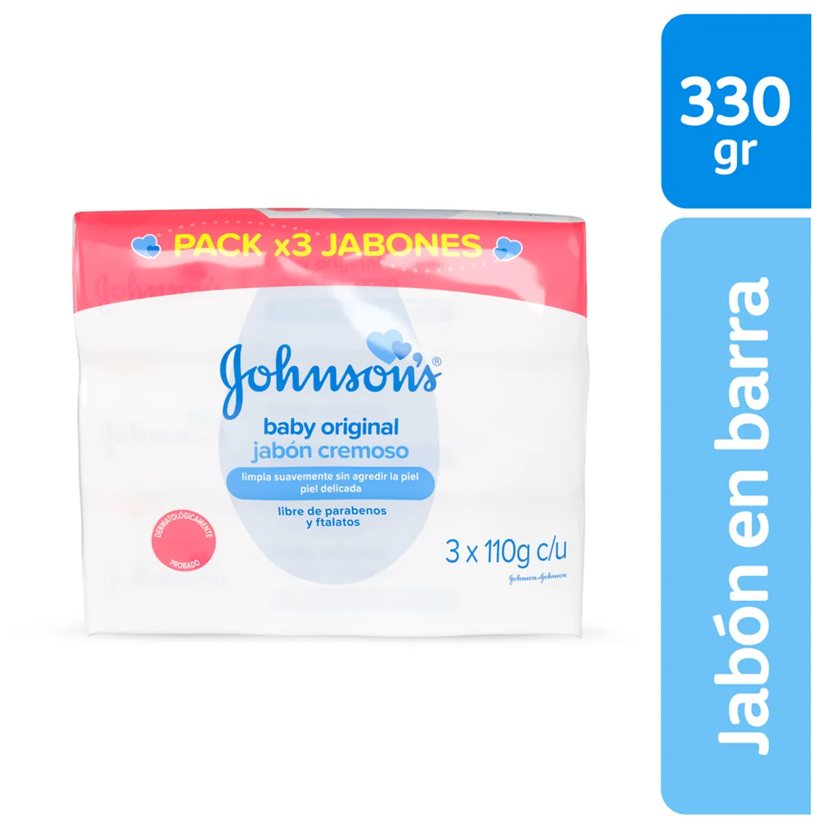 JOHNSON AND JOHNSON - Jabón en Barra Johnsons Baby Cremoso Piel Delicada 110g x3