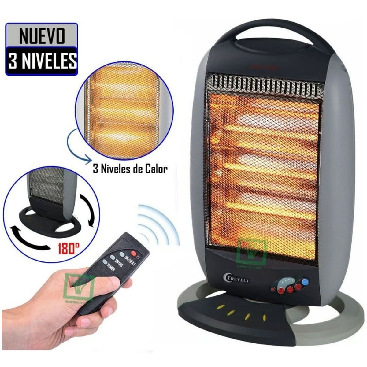 TREVELY - Calefactor Eléctrico Trevely TCH-030 con Control Remoto