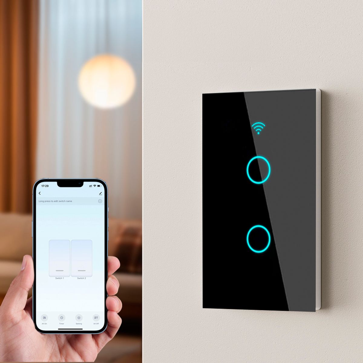 GENERICO - Interruptor Inteligente Wifi Smart Pared Alexa Google Home de 2 Toma