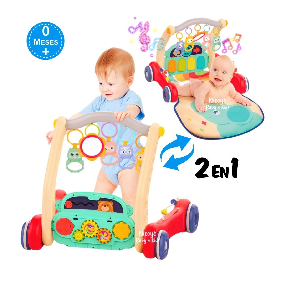 HUANGER - Gimnasio Piano Musical y Caminador para Bebés: 2 en 1