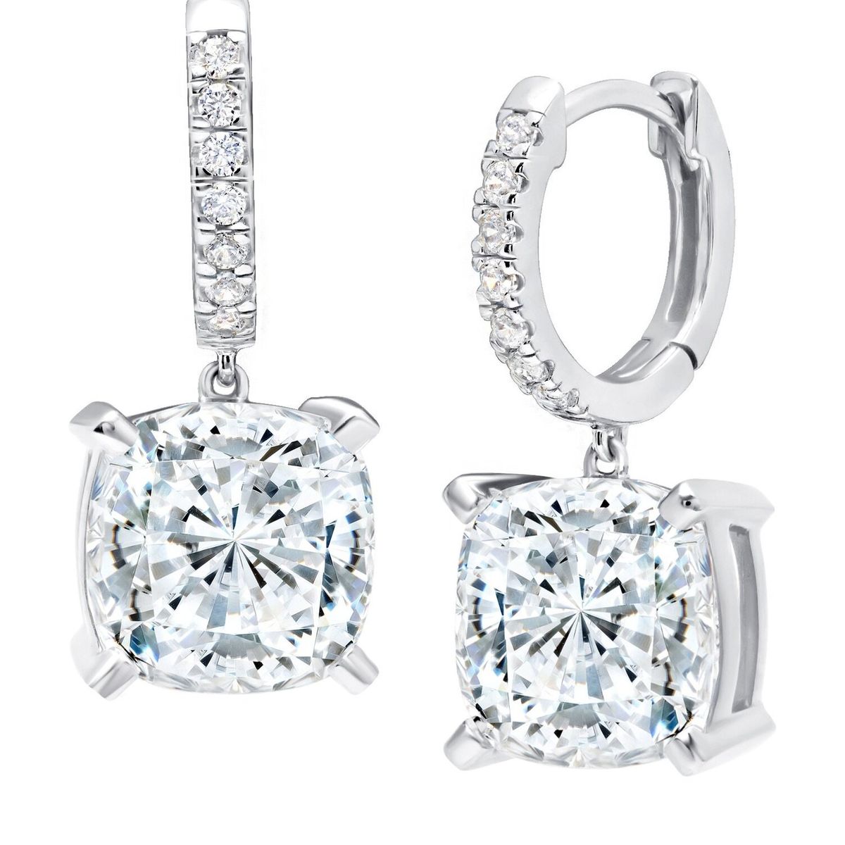 CRISLU - Aretes Argolla con pendiente de talla cojín Bliss