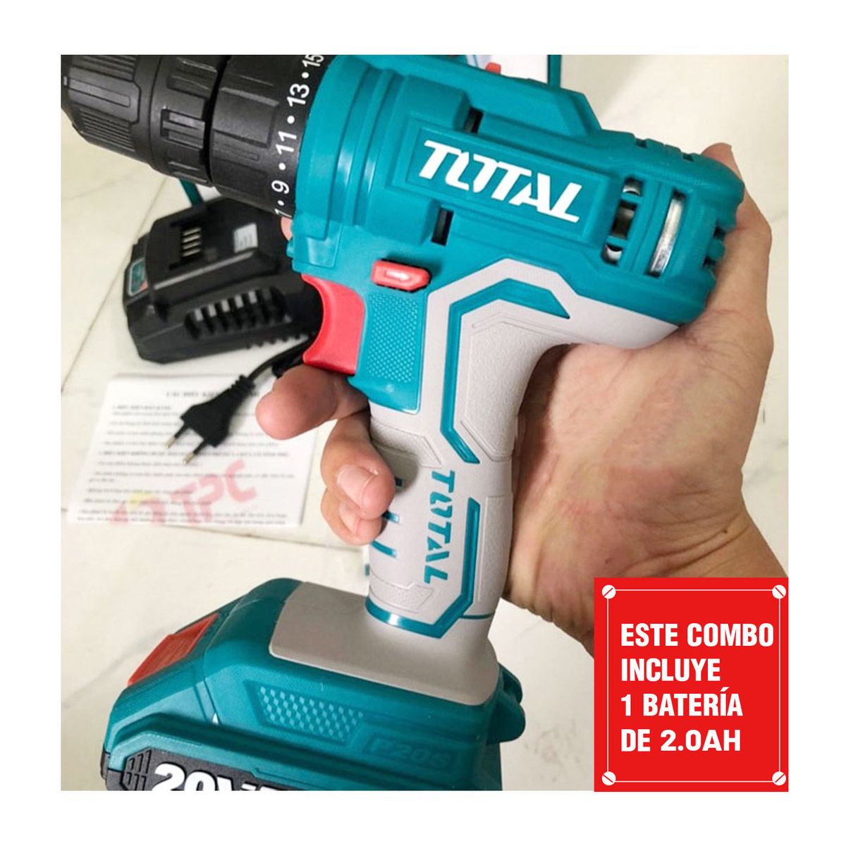TOTAL TOOLS - TALADRO ATORNILLADOR AMOLADORA 20V INALÁMBRICA BRUSHLESS 4½