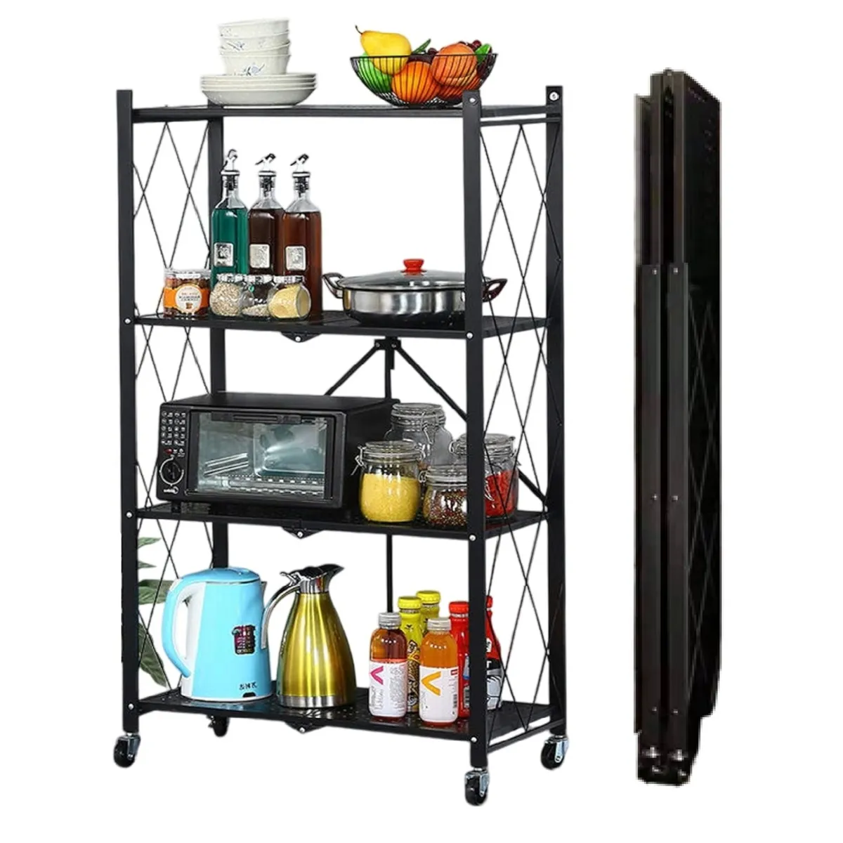 GENERICO - Estante De Cocina Plegable Verduras Frutero 4 Niveles Multiuso Almacen