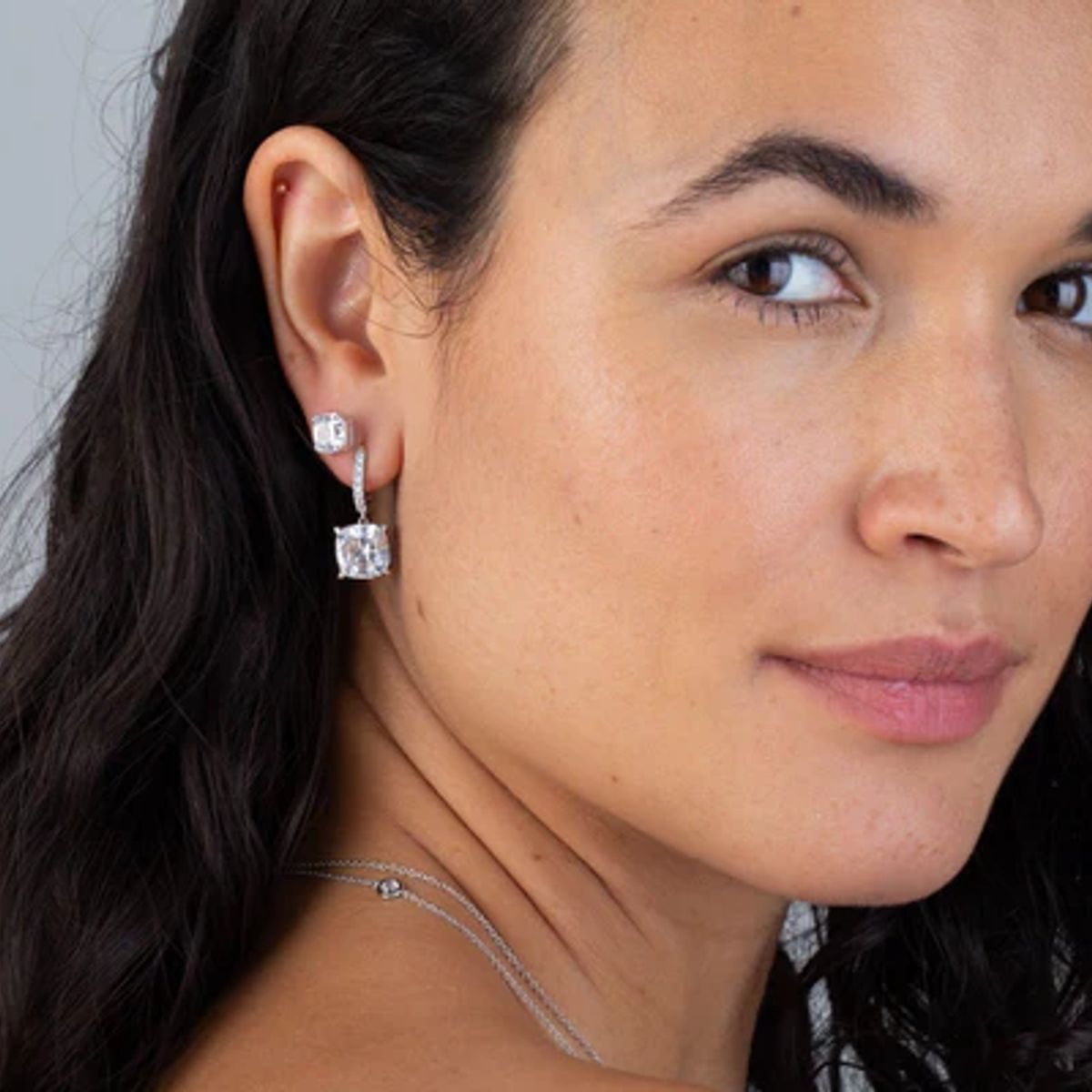 CRISLU - Pendientes de botón Royal Asscher