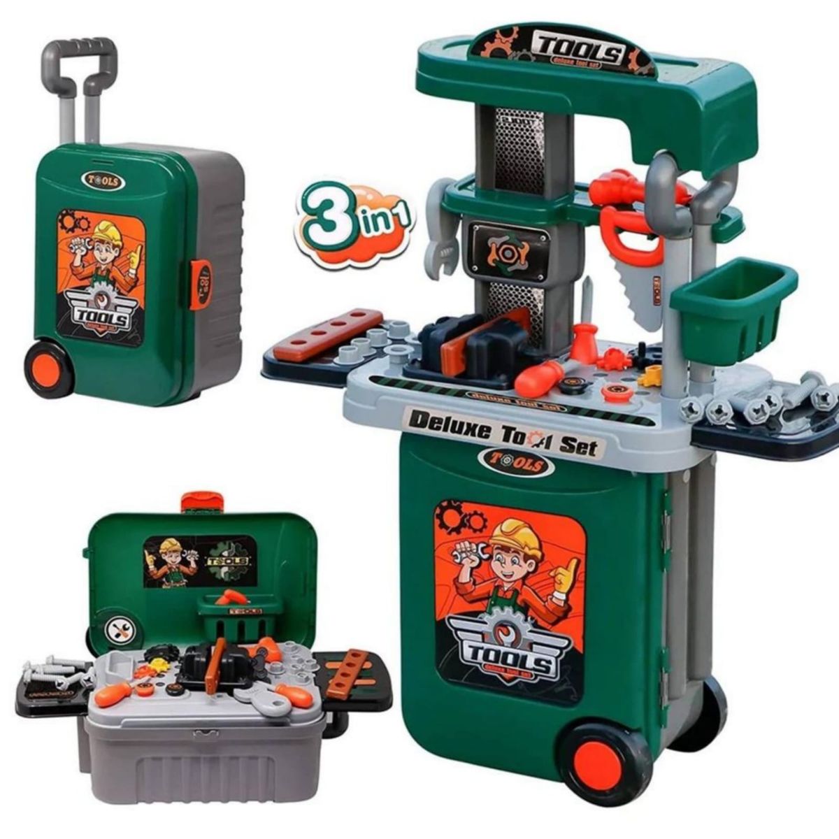 GENERICO - Juegos de herramienta para niño 3 en 1 VERDE