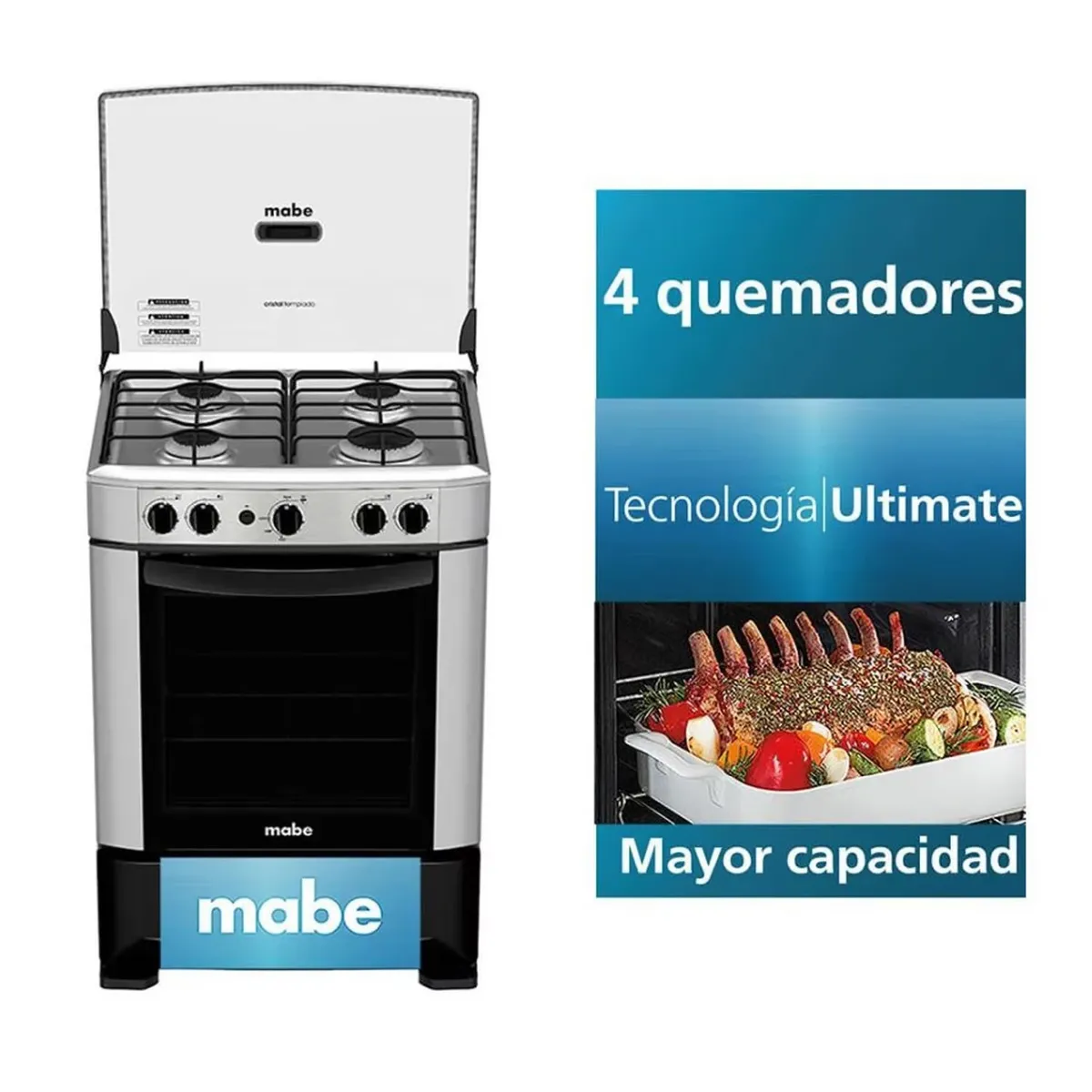 MABE - COCINA MABE 4 HORNILLAS INOXIDABLE CMP6014AG0 SILVER