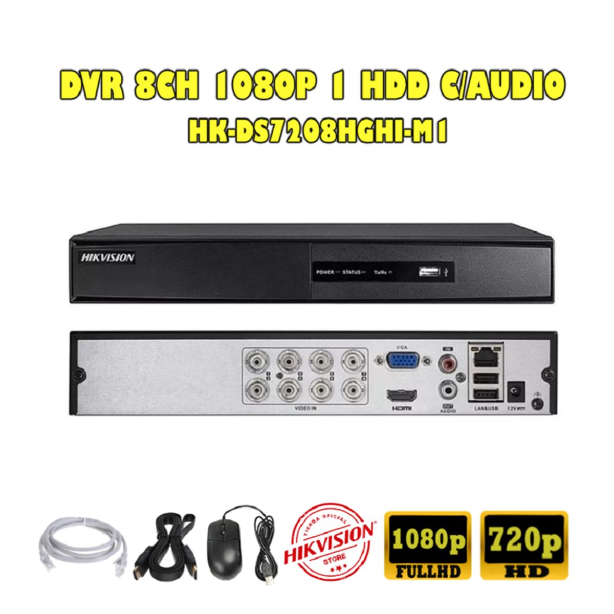 HIKVISION - kit 7 Cámaras Seguridad FULLHD Color VU con AUDIO Hikvision + 1TB