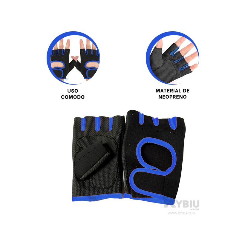 RYBIU IMPORT - Guantes Comodos para Ejercitarse en Azul Y+Regalo Stickers