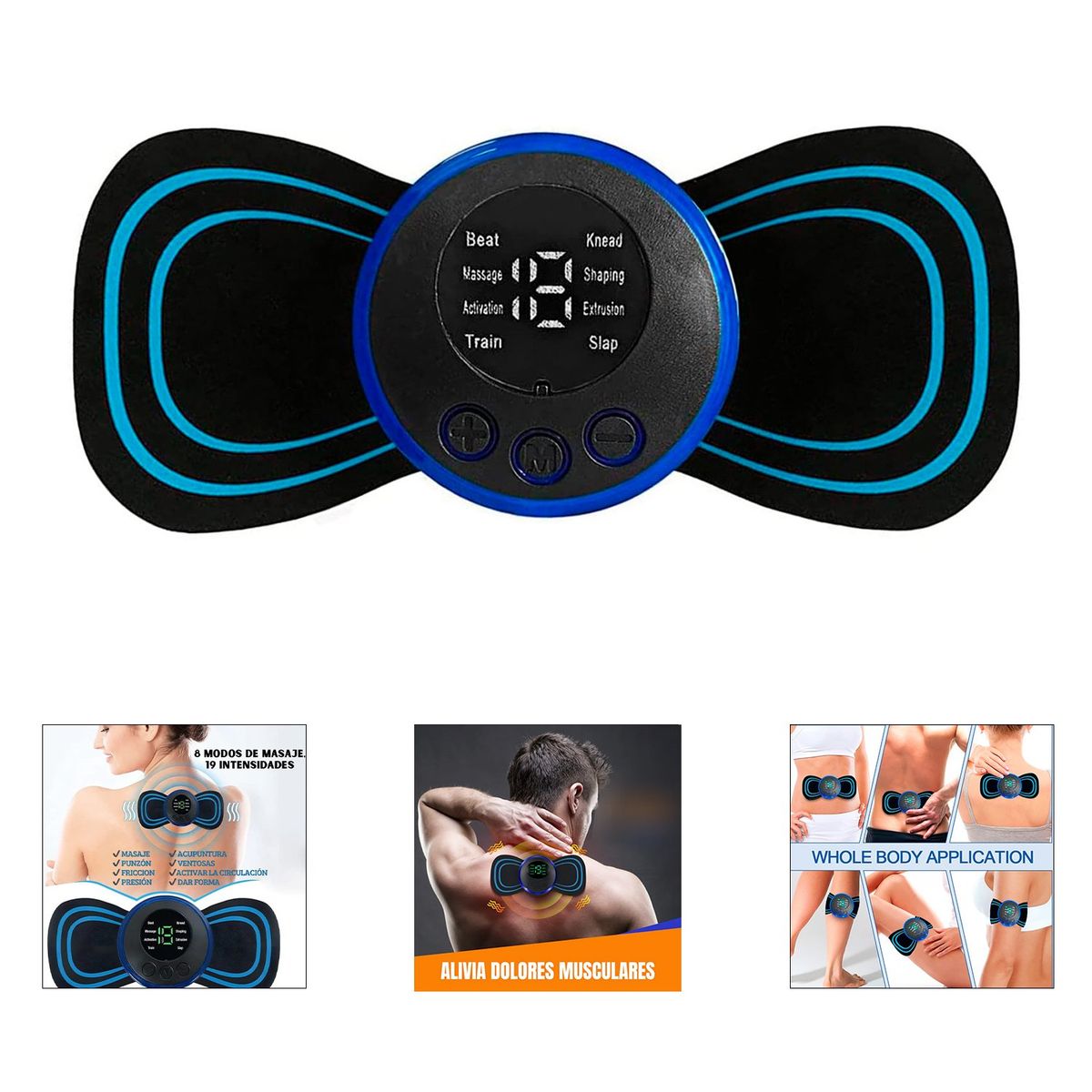 GENERICO - Mini Masajeador con pulsos eléctricos recargable USB Modelo Mariposa