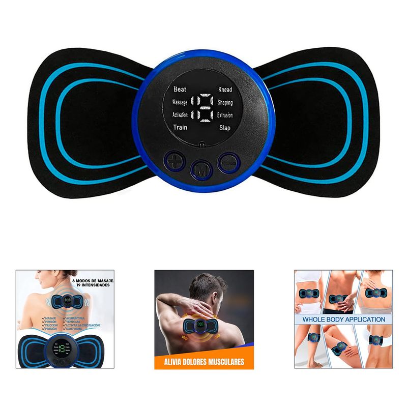 GENERICO - Mini Masajeador con pulsos eléctricos recargable USB Modelo Mariposa