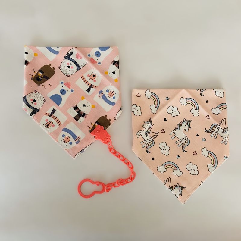 IMPORTADO MC - BANDANA BABERO PARA BEBE - 2PCS - UNICORNIOS - OSOS