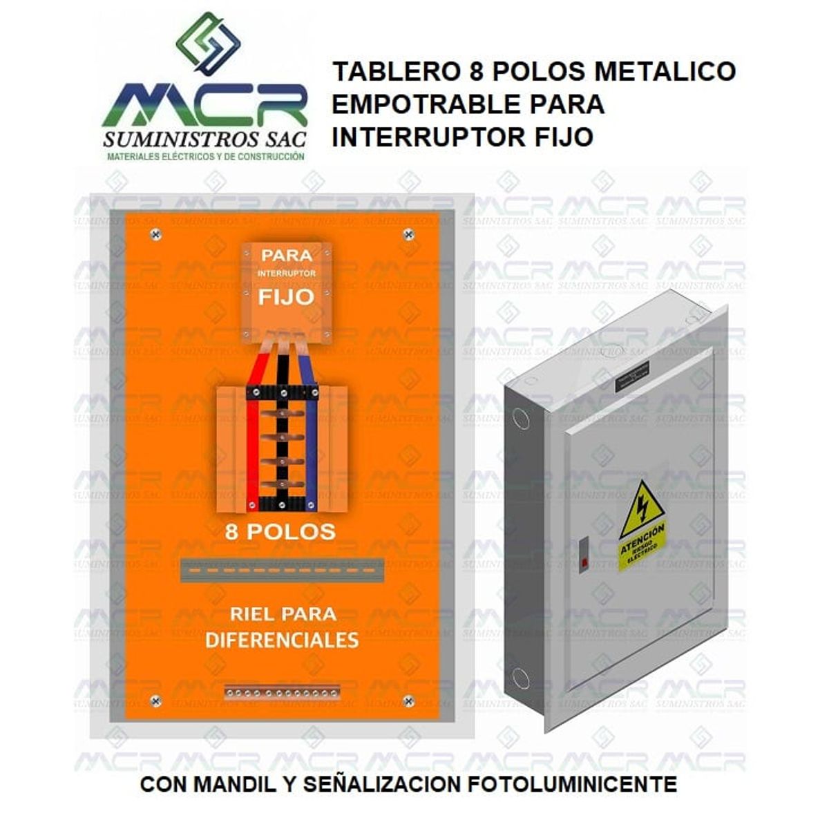 GENERICO - TABLERO 8 POLOS METALICO EMPOTRABLE PARA INTERRUPTOR FIJO