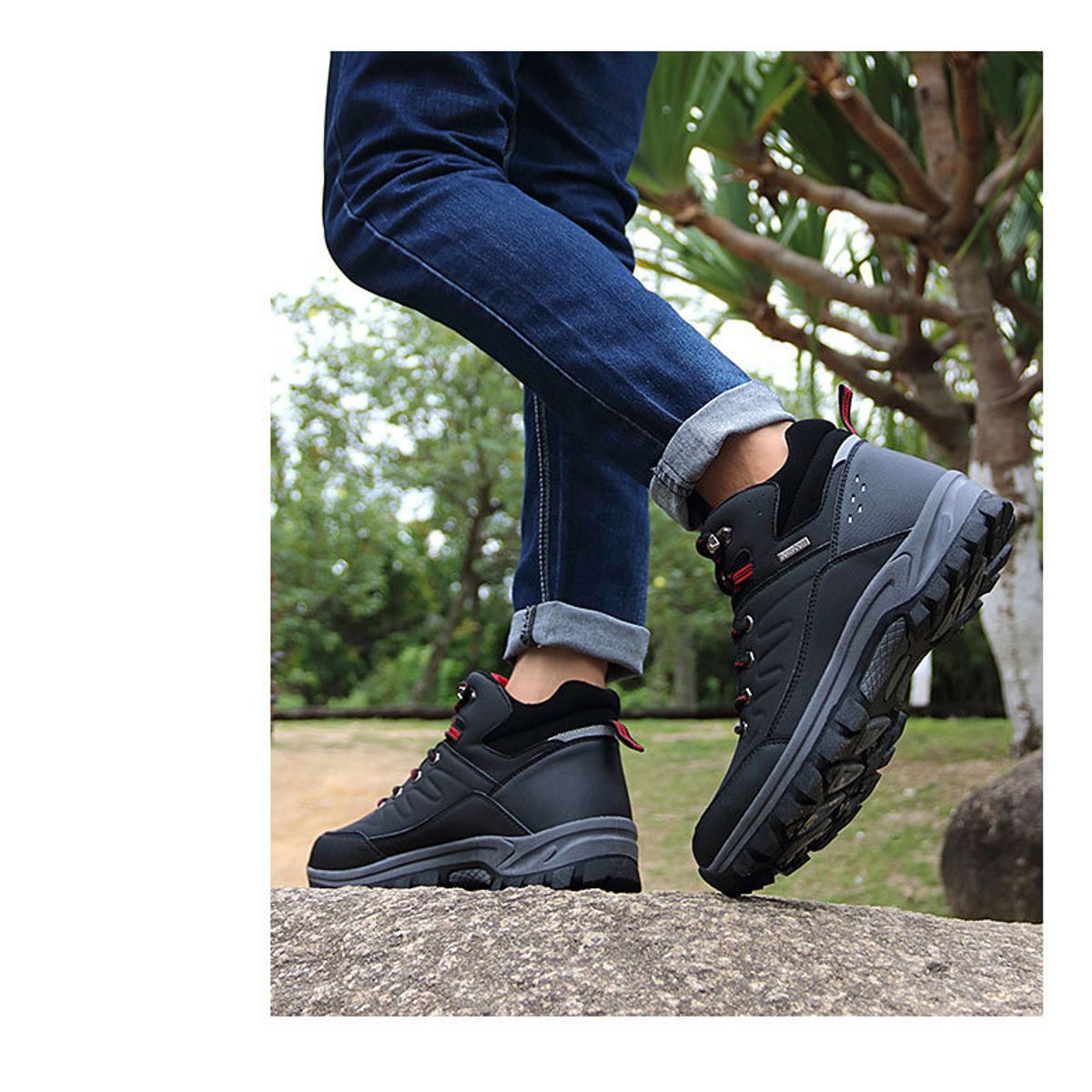 BLWOENS - Zapatos de trekking de invierno para hombres Zapatillas - Negro