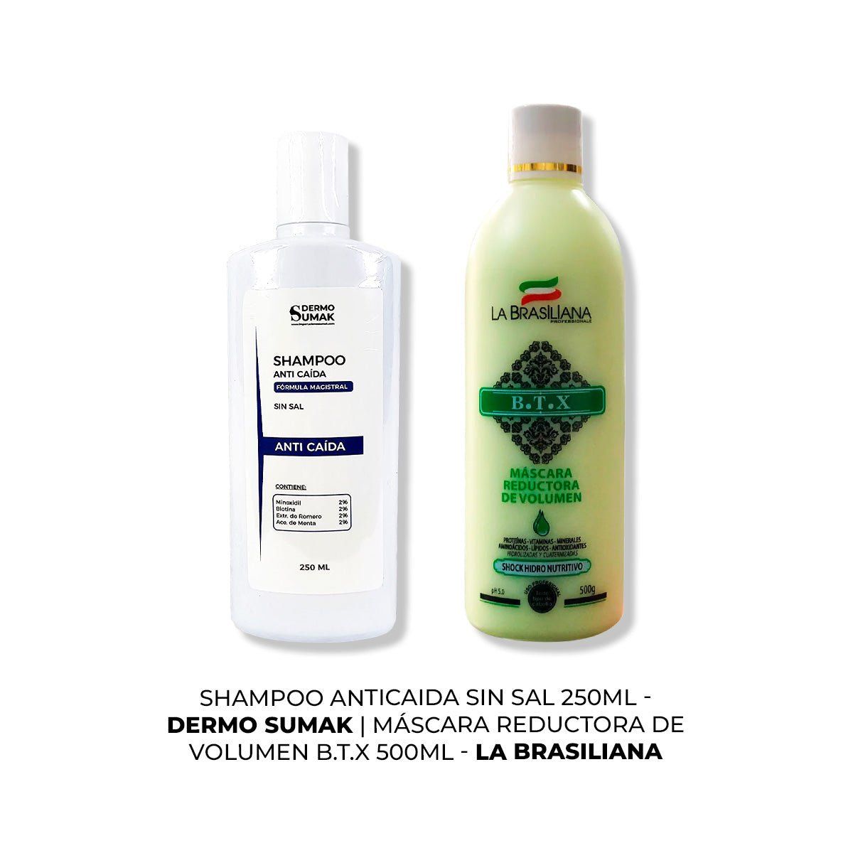 IMPORTADO MC - SHAMPOO ANTICAIDA SIN SAL 250ML + MÁSCARA REDUCTORA DE VOLUMEN BTX