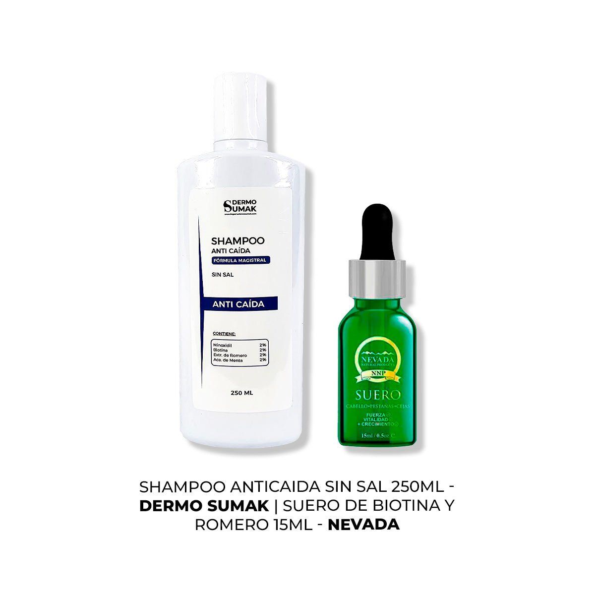 IMPORTADO MC - SHAMPOO ANTICAIDA SIN SAL 250ML + SUERO DE BIOTINA Y ROMERO 15ML