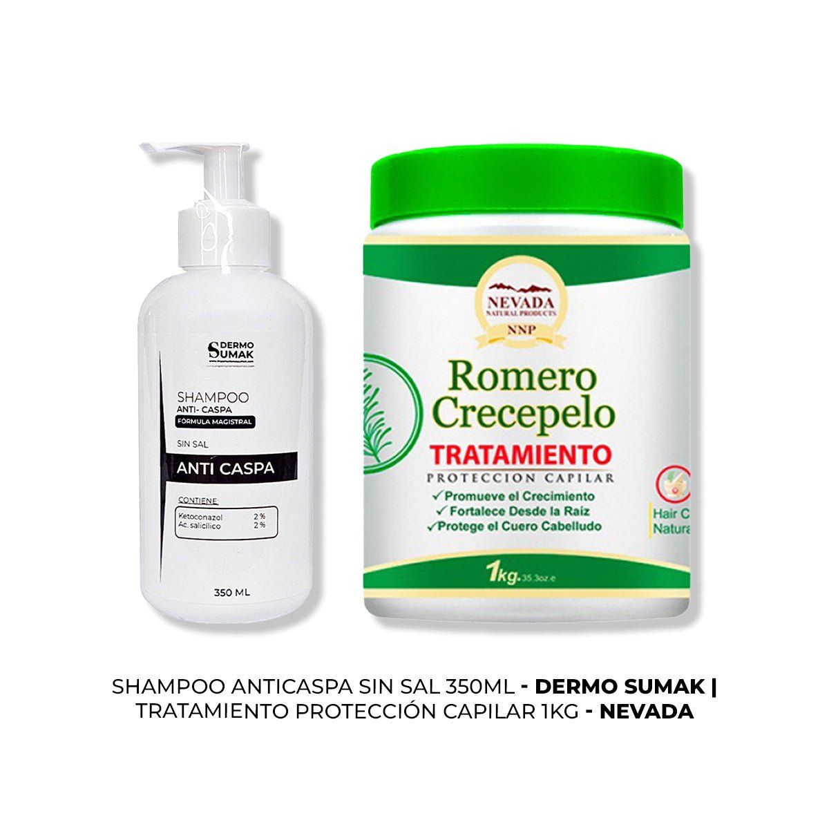 IMPORTADO MC - SHAMPOO ANTICASPA SIN SAL 350ML + TRATAMIENTO PROTECCIÓN CAPILAR 1KG
