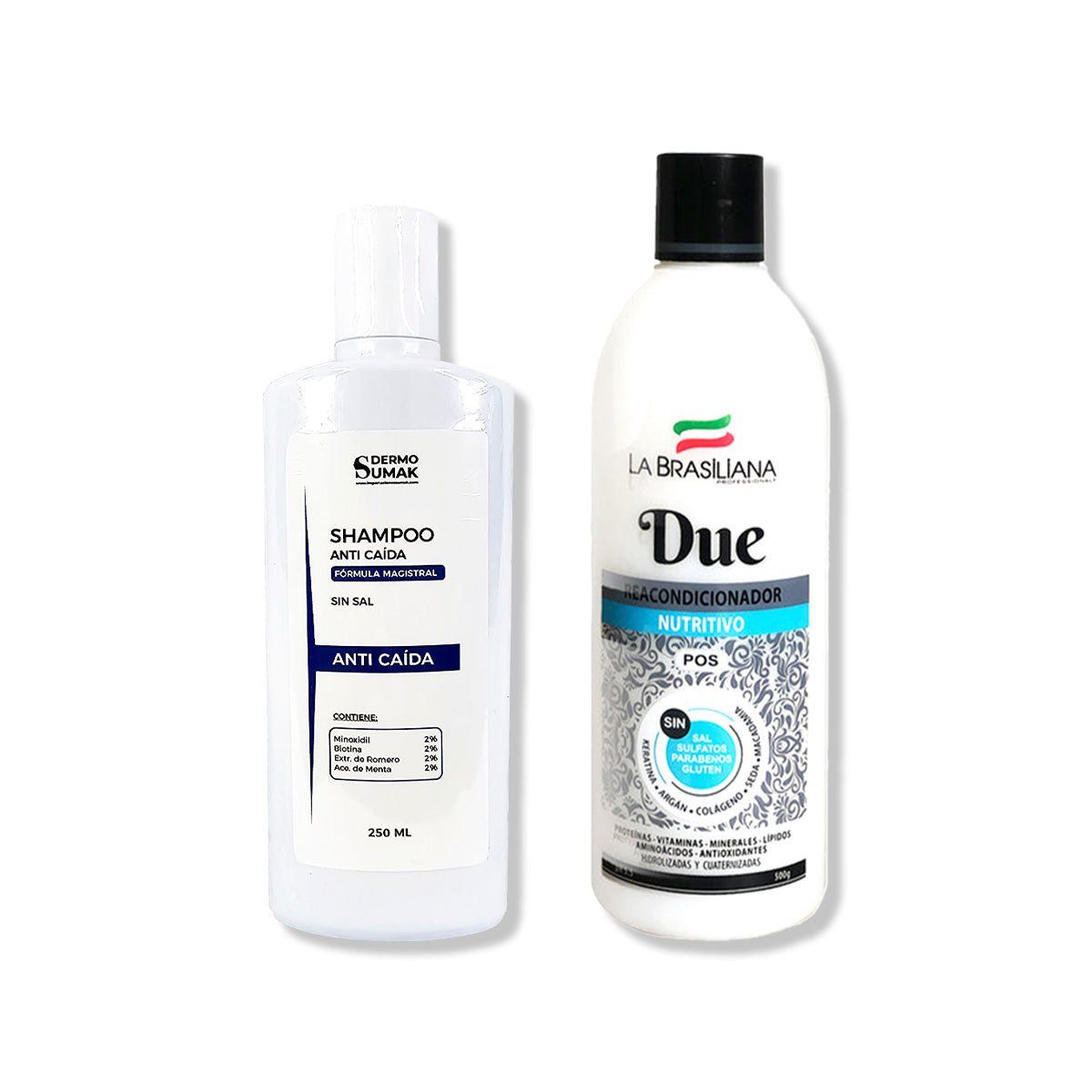 IMPORTADO MC - SHAMPOO ANTICAIDA SIN SAL 250ML + REACONDICIONADOR DUE 500GR