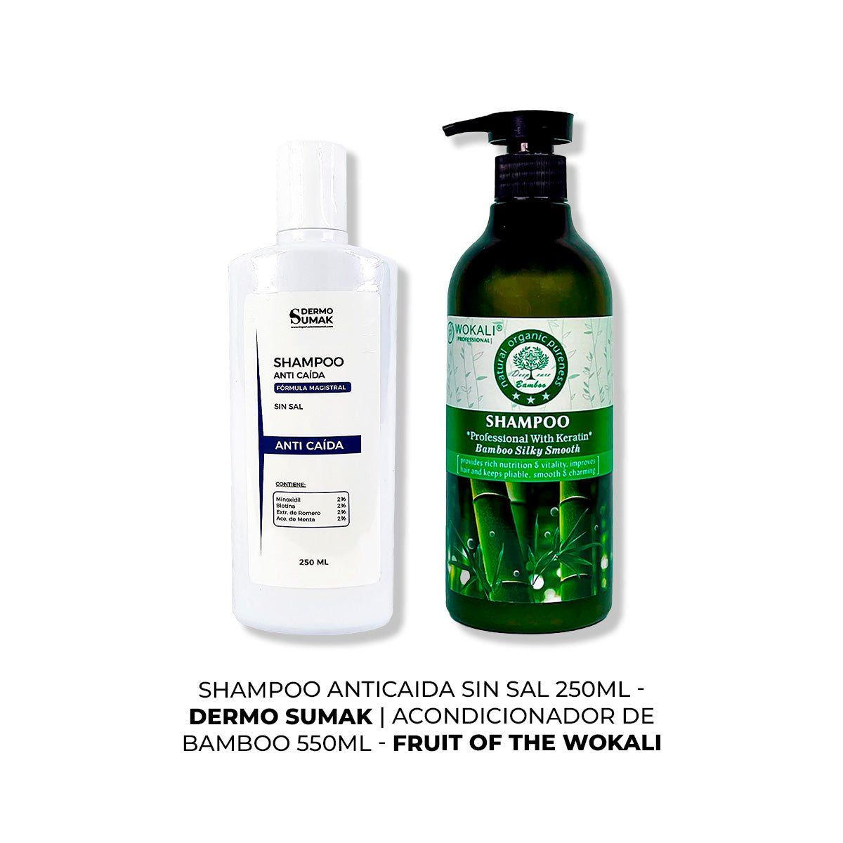 IMPORTADO MC - SHAMPOO ANTICAIDA SIN SAL 250ML + ACONDICIONADOR DE BAMBOO 550ML