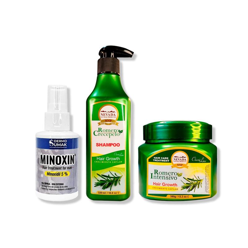 IMPORTADO MC - LOCIÓN MINOXIN 60ML + SHAMPOO ROMERO 320ML + CREMA DE CRECIMIENTO