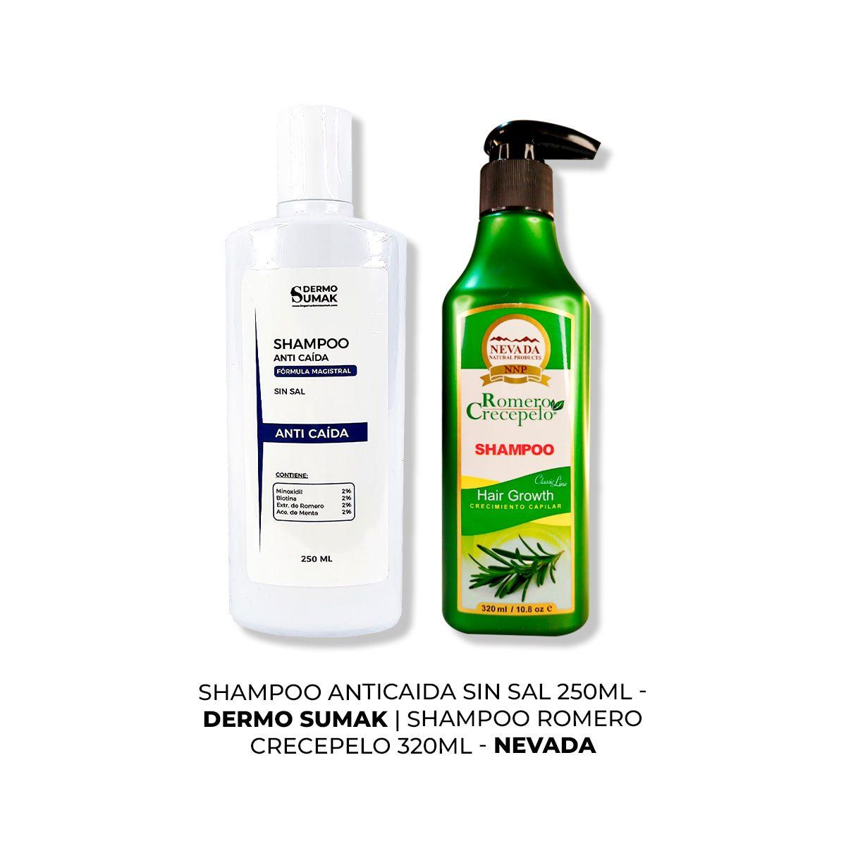 IMPORTADO MC - SHAMPOO ANTICAIDA SIN SAL 250ML + SHAMPOO ROMERO CRECEPELO 320ML