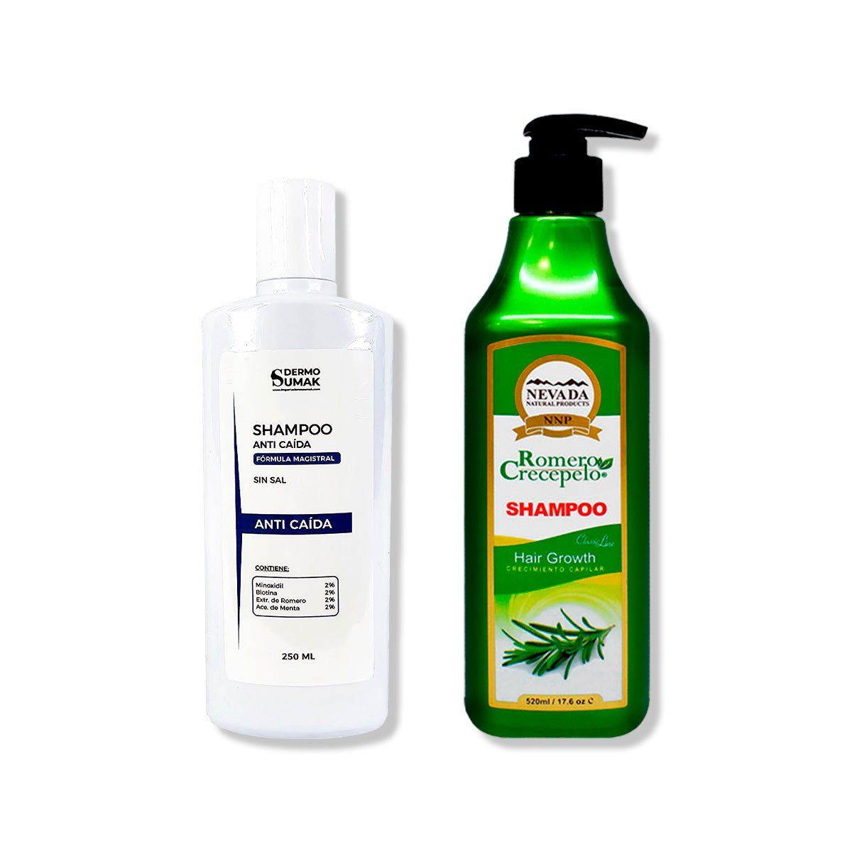 IMPORTADO MC - SHAMPOO ANTICAIDA SIN SAL 250ML + SHAMPOO ROMERO CRECEPELO 520ML
