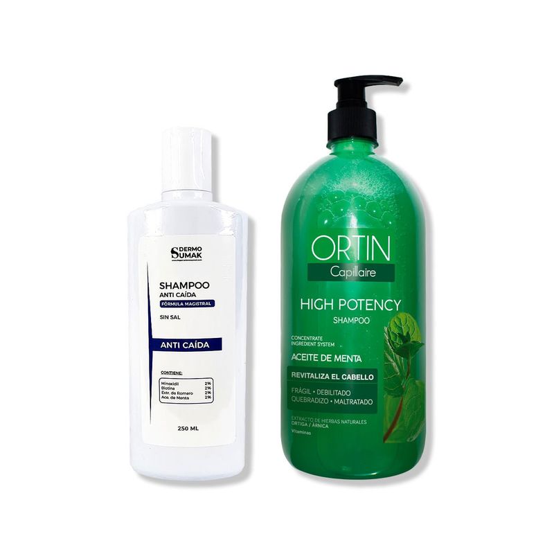 IMPORTADO MC - SHAMPOO ANTICAIDA SIN SAL 250ML + SHAMPOO ORTIN CAPILLAIRE 1LT
