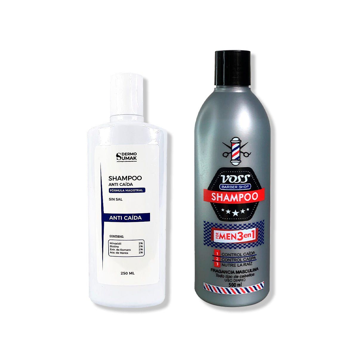 IMPORTADO MC - SHAMPOO ANTICAIDA SIN SAL 250ML + SHAMPOO VOSS 3 EN 1 FOR MEN 500ml