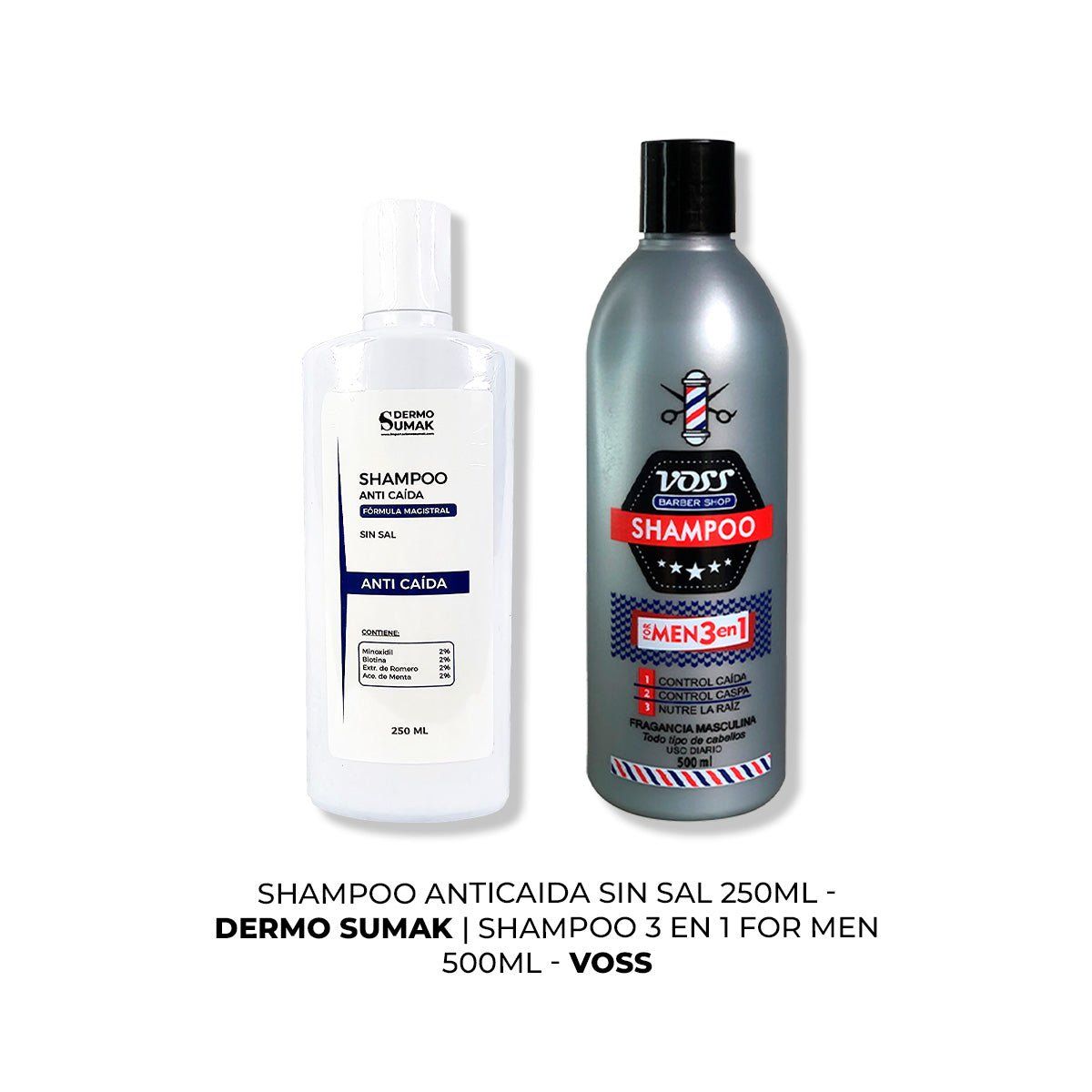 IMPORTADO MC - SHAMPOO ANTICAIDA SIN SAL 250ML + SHAMPOO VOSS 3 EN 1 FOR MEN 500ml
