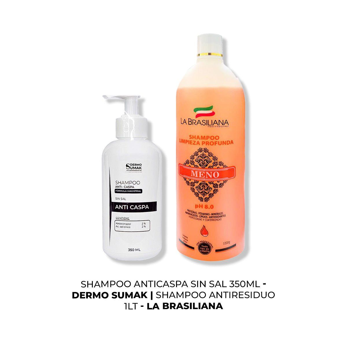 IMPORTADO MC - SHAMPOO ANTICASPA SIN SAL 350ML + SHAMPOO ANTIRESIDUO 1LT