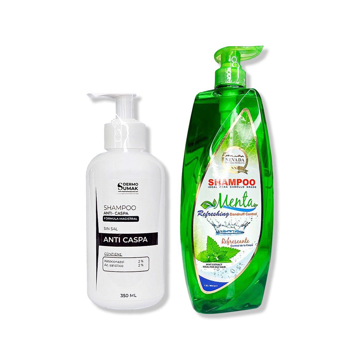 IMPORTADO MC - SHAMPOO ANTICASPA SIN SAL 350ML + SHAMPOO EXTRACTO DE MENTA 12LT