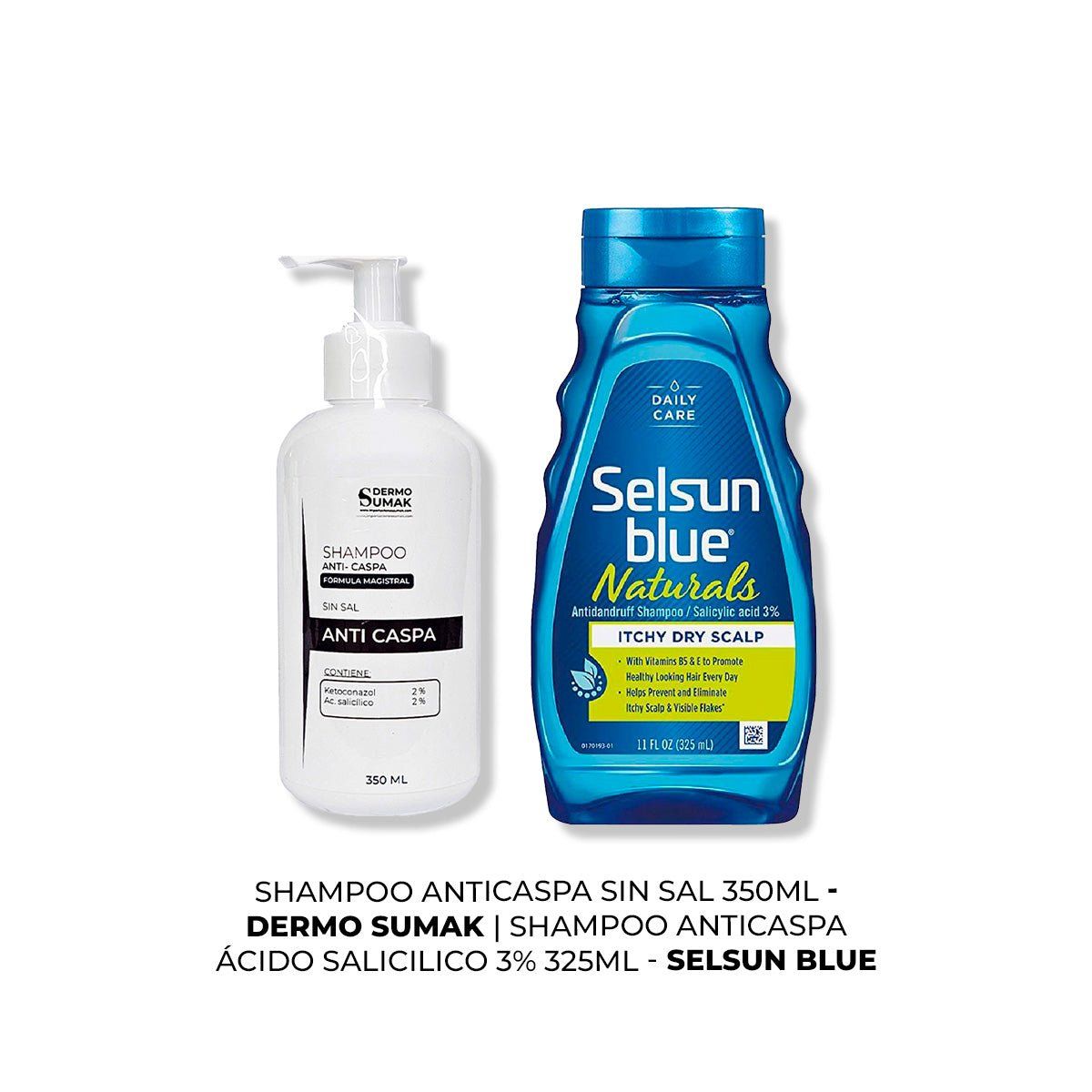 IMPORTADO MC - SHAMPOO ANTICASPA SIN SAL 350ML + SHAMPOO ANTICASPA A SALICILICO 3%