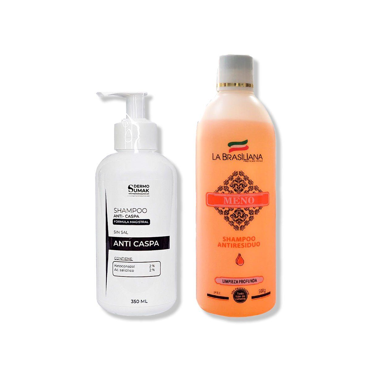 IMPORTADO MC - SHAMPOO ANTICASPA SIN SAL 350ML + SHAMPOO ANTIRESIDUO 500ML