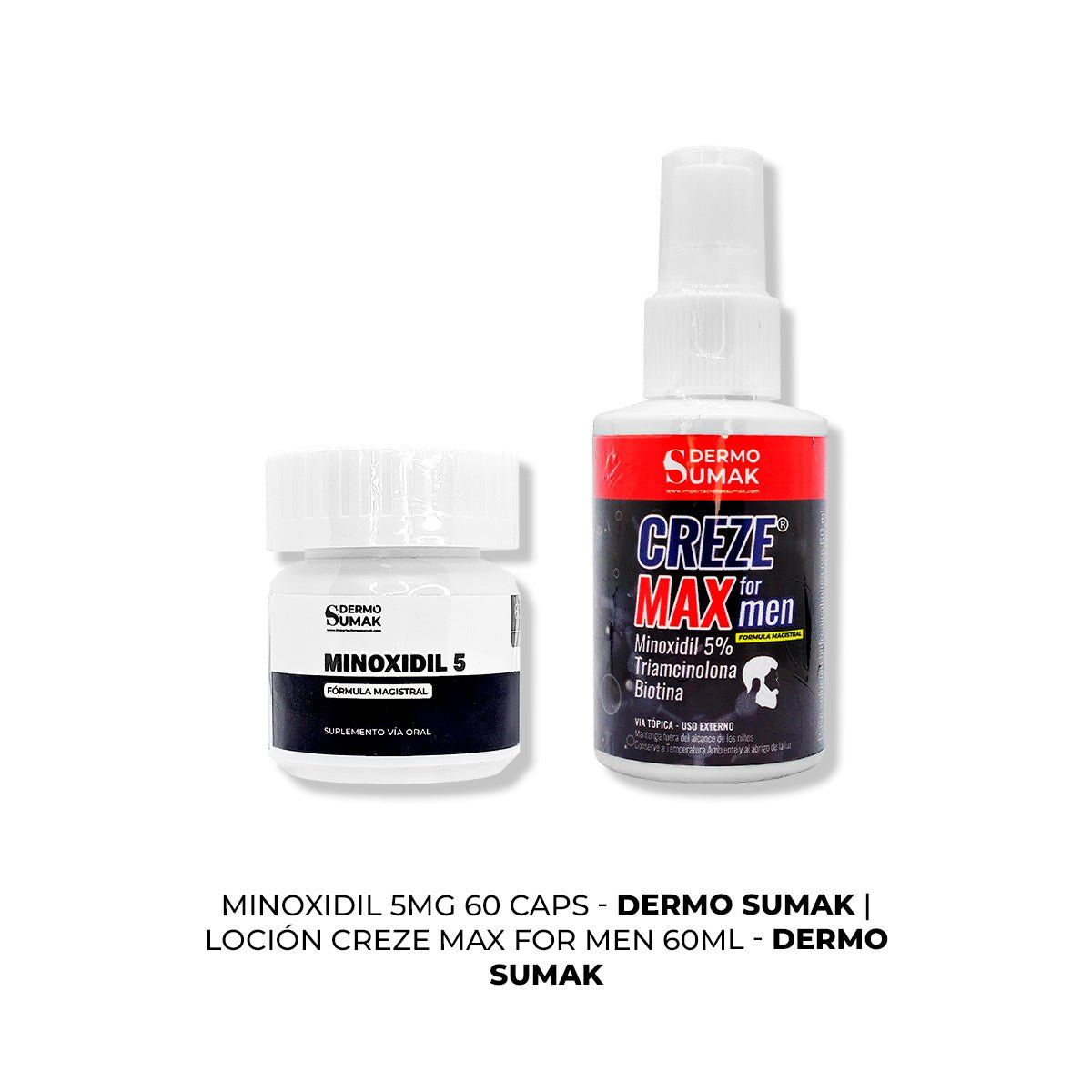 IMPORTADO MC - MINOXIDIL 5MG CAPS 60 + LOCIÓN CREZE MAX FORMEN 60ML